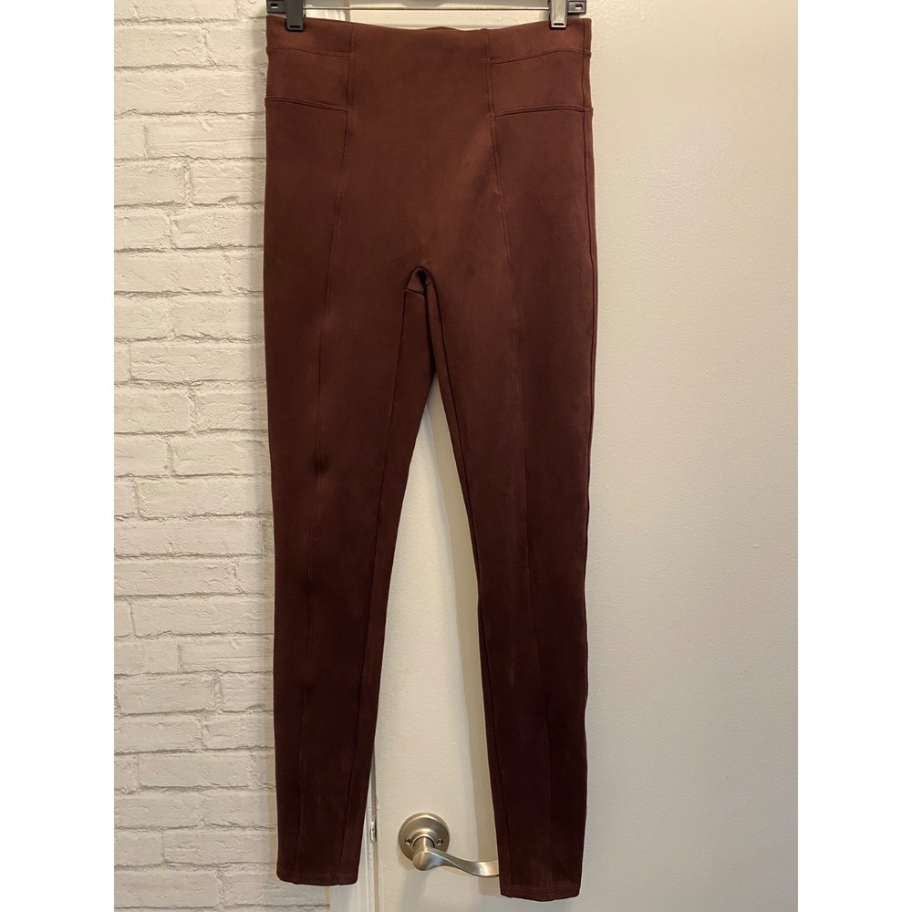 SPANX Faux Suede Leggings Dark Terracotta Tall Size M stretch form molding gym